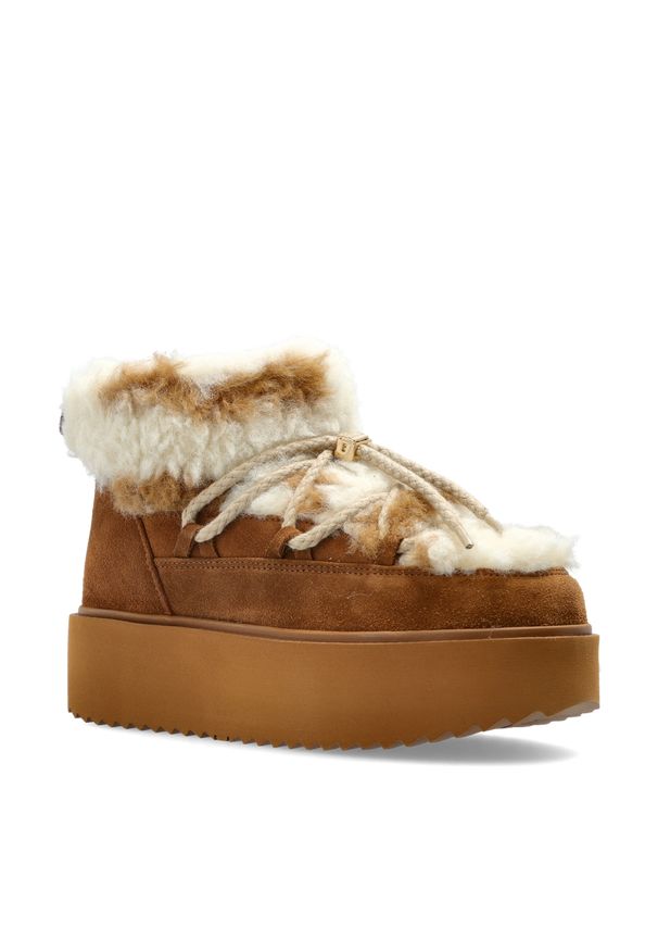 Inuikii - INUIKII TEDDY PLATFORM Śniegowce damskie. Okazja: na co dzień. Kolor: brązowy. Materiał: guma, materiał, wełna. Szerokość cholewki: normalna. Sezon: zima. Obcas: na platformie. Styl: casual, sportowy, elegancki, klasyczny