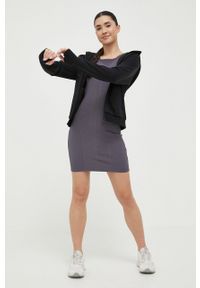 4f - 4F bluza damska kolor czarny z kapturem gładka. Typ kołnierza: kaptur. Kolor: czarny. Materiał: dzianina. Wzór: gładki #5