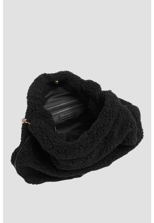 Valentino by Mario Valentino - VALENTINO Duża czarna damska torebka worek Qube Hobo Bag. Kolor: czarny. Materiał: futrzane. Rozmiar: duże