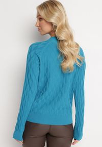 Born2be - Niebieski Klasyczny Sweter z Półgolfem Nordda. Kolor: niebieski. Materiał: bawełna. Styl: klasyczny #5