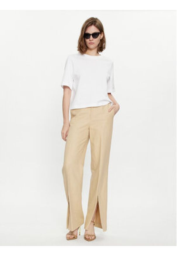TwinSet - TWINSET Spodnie materiałowe 241TP2562 Beżowy Regular Fit. Kolor: beżowy. Materiał: bawełna