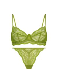 Intica - Koronkowy zestaw bielizny na romantyczne wieczory Plinia. Kolor: zielony. Materiał: koronka. Wzór: koronka