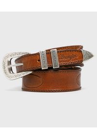 Wrangler - WRANGLER SALOON BELT DAMSKI PASEK SKÓRZANY COGNAC W0B88U181 112125584. Materiał: skóra