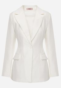 Renee - Biała Marynarka VICES o Taliowanym Kroju z Poduszkami w Ramionach Idameni. Okazja: do pracy, na spotkanie biznesowe. Kolor: biały. Materiał: poliester. Styl: biznesowy #6