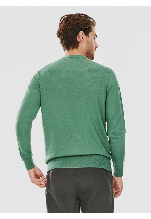 Pako Lorente - PAKO LORENTE – Zielony męski sweter. Kolor: zielony, czerwony. Materiał: akryl, poliamid, wełna. Wzór: gładki. Sezon: jesień