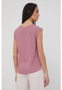 JDY bluzka damska kolor różowy gładka. Kolor: różowy. Materiał: tkanina, koronka. Wzór: gładki