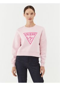 Guess Bluza W3BQ11 K9Z21 Różowy Regular Fit. Kolor: różowy. Materiał: bawełna, syntetyk
