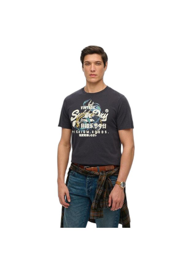 Casual T-shirt Superdry Vintage Logo Tokyo. Kolor: szary