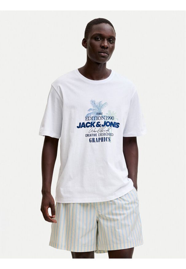 Jack & Jones T-Shirt Gradient Print 12288094 Biały Regular Fit. Kolor: biały. Materiał: bawełna. Wzór: nadruk, gradientowy