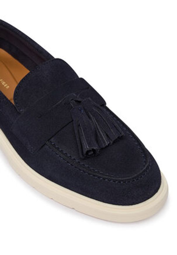 TOMMY HILFIGER - Tommy Hilfiger Mokasyny Light Suede Tassel Loafer FW0FW09285 Granatowy. Kolor: niebieski. Materiał: skóra, zamsz