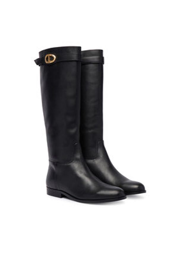 TwinSet - TWINSET Botki 252TCP19C Czarny. Kolor: czarny. Materiał: skóra