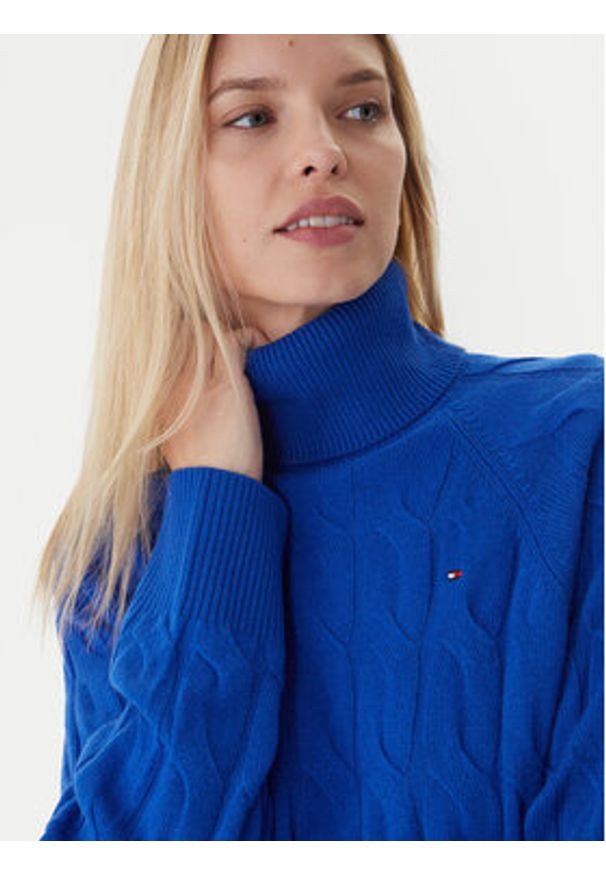 TOMMY HILFIGER - Tommy Hilfiger Golf WW0WW46791 Niebieski Regular Fit. Typ kołnierza: golf. Kolor: niebieski. Materiał: wełna