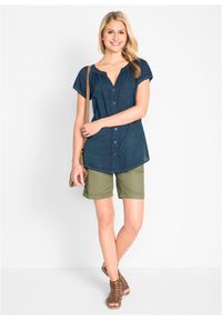 bonprix - "Bluzka bawełniana ""cold-dyed"", krótki rękaw, ze zrównoważonej bawełny". Kolor: niebieski. Materiał: bawełna. Długość rękawa: krótki rękaw. Długość: krótkie #2