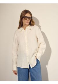 Reserved - Lniana koszula - biały. Kolor: biały. Materiał: len