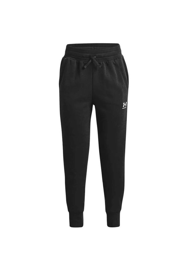 Spodnie dresowe dziewczęce Under Armour Rival Fleece LU Joggers. Kolor: czarny, wielokolorowy. Materiał: dresówka