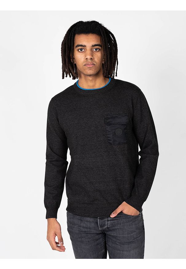 Pepe Jeans Sweter "Marcel" | PM702174 | Marcel | Mężczyzna | Grafitowy. Okazja: na co dzień. Kolor: szary. Materiał: wiskoza, poliester, poliamid. Wzór: aplikacja. Styl: casual