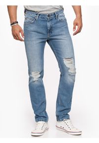 Lee - LEE RIDER MĘSKIE SPODNIE JEANSOWE JEANSY TRASHED STONE L70144ZU