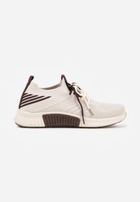 Born2be - Beżowe Sneakersy z Podwójnym Sznurowaniem Fontarin. Nosek buta: okrągły. Kolor: beżowy. Materiał: materiał. Obcas: na obcasie. Wysokość obcasa: niski #6