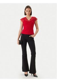 Morgan Bluzka 251-DELI Czerwony Slim Fit. Kolor: czerwony. Materiał: wiskoza, syntetyk #5