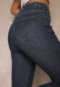 Renee - Granatowe Jeansy Slim z Elastyczną Talią Caliti. Okazja: na co dzień. Kolor: niebieski. Styl: klasyczny, elegancki, casual #5