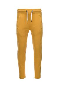 Ombre Clothing - Spodnie męskie dresowe bez ściągacza na nogawce - musztardowe V3 P946 - XXL. Kolor: żółty. Materiał: dresówka #4