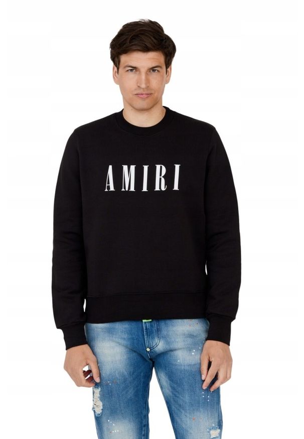 Amiri - AMIRI Czarna bluza męska z dużym białym logo. Kolor: czarny