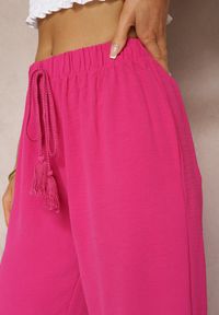 Renee - Fuksjowe Szerokie Spodnie High Waist z Gumką w Pasie Jolfea. Okazja: na co dzień. Stan: podwyższony. Kolor: różowy. Materiał: tkanina. Styl: casual, elegancki #3