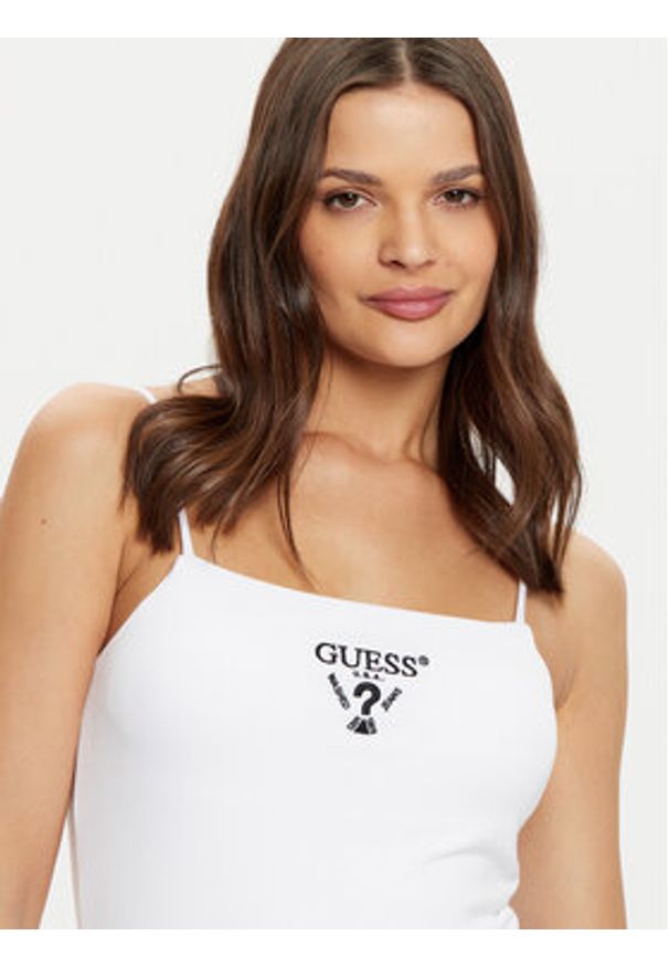 Guess Top V5RP08 KCOA2 Biały Regular Fit. Kolor: biały. Materiał: wiskoza