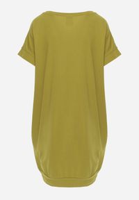 Renee - Ciemnozielona T-shirtowa Sukienka Pudełkowa z Elastycznej Bawełny Ellensa. Kolor: zielony. Materiał: bawełna. Styl: wakacyjny. Długość: mini #7