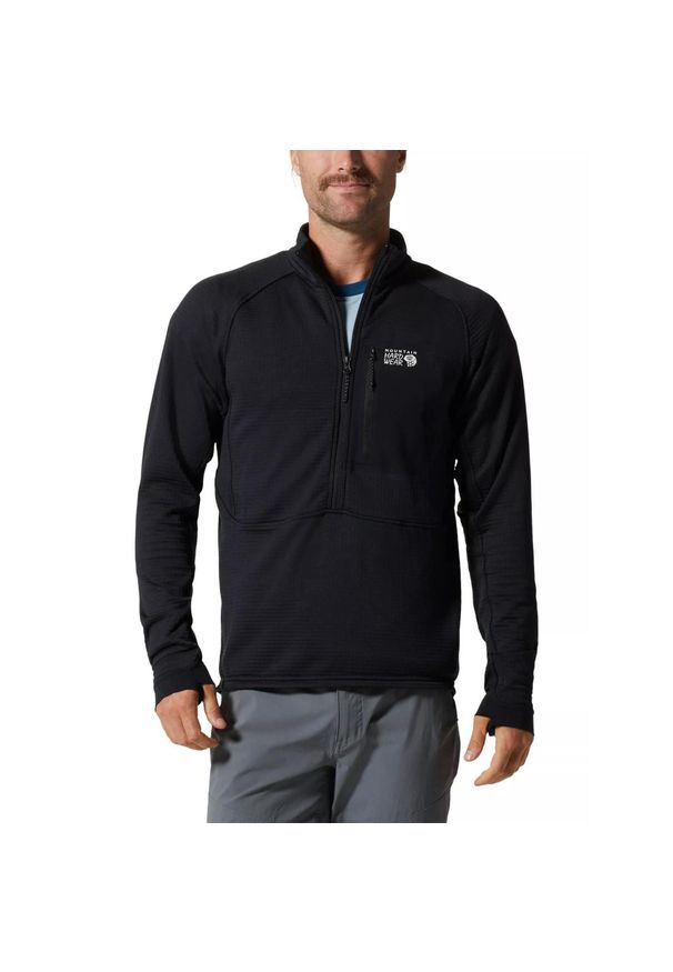 MOUNTAIN HARDWEAR - Męski sweter polarowy Mountain Hardwear Polartec Power Grid Half Zip. Kolor: czarny. Materiał: polar. Sezon: zima. Sport: narciarstwo