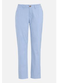 Cellbes - Elastyczne spodnie typu chinos. Okazja: na co dzień. Kolor: niebieski. Materiał: tkanina. Długość: do kostek. Styl: elegancki, klasyczny, casual