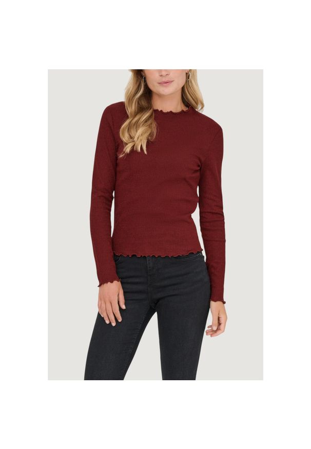 only - Koszulka z długim rękawem Kobieta ONLY Onlemma Life Ls Glitter Top Jrs Noos. Kolor: czerwony. Materiał: bawełna. Długość rękawa: długi rękaw. Długość: długie