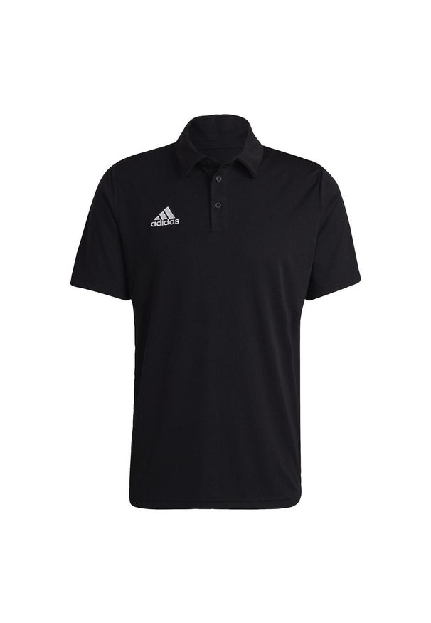 Koszulka polo do piłki nożnej męska Adidas Entrada 22 Polo z krótkim rękawem. Typ kołnierza: polo. Kolor: czarny. Materiał: poliester. Długość rękawa: krótki rękaw. Długość: krótkie