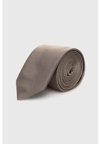 Hugo - HUGO krawat jedwabny kolor beżowy. Kolor: beżowy. Materiał: jedwab #1