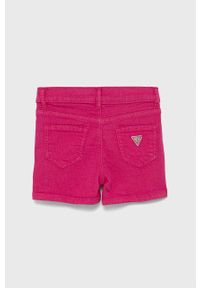 Guess Szorty jeansowe dziecięce kolor różowy gładkie regulowana talia. Okazja: na co dzień. Kolor: różowy. Materiał: jeans. Wzór: gładki. Styl: casual