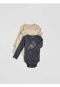 Reserved - Bawełniane body 3 pack - beżowy. Kolor: beżowy. Materiał: bawełna