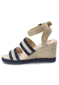 Big-Star - Beżowe Sandały Big Star Stylowe Espadryle Damskie. Okazja: na spacer. Zapięcie: pasek. Kolor: beżowy. Materiał: materiał. Szerokość cholewki: normalna. Wzór: aplikacja. Sezon: lato. Obcas: na koturnie. Styl: elegancki #6