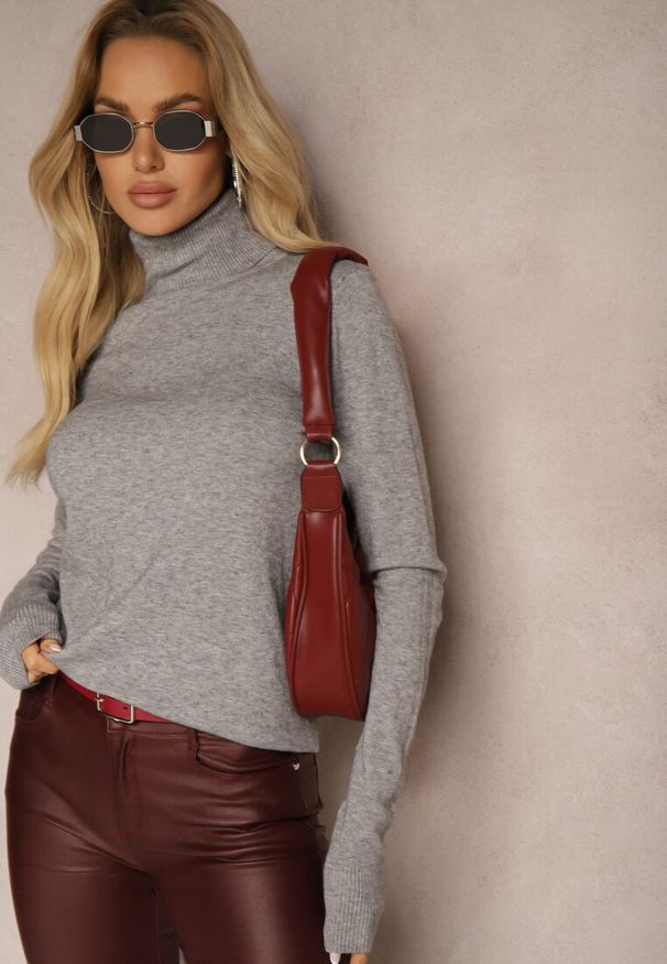 Renee - Szary Golf Sweterkowy z Domieszką Kaszmiru Zaivanna. Okazja: na spotkanie biznesowe, na co dzień, na spacer, do pracy. Typ kołnierza: golf. Kolor: szary. Materiał: kaszmir. Sezon: jesień. Styl: biznesowy, casual, elegancki, klasyczny