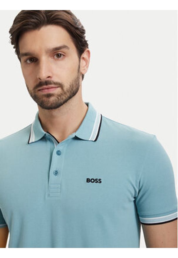 BOSS Polo Paddy 50469055 Turkusowy Regular Fit. Typ kołnierza: polo. Kolor: turkusowy. Materiał: bawełna