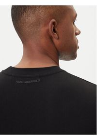 Karl Lagerfeld - KARL LAGERFELD T-Shirt 755036 554225 Czarny Regular Fit. Typ kołnierza: dekolt w karo. Kolor: czarny. Materiał: bawełna #4