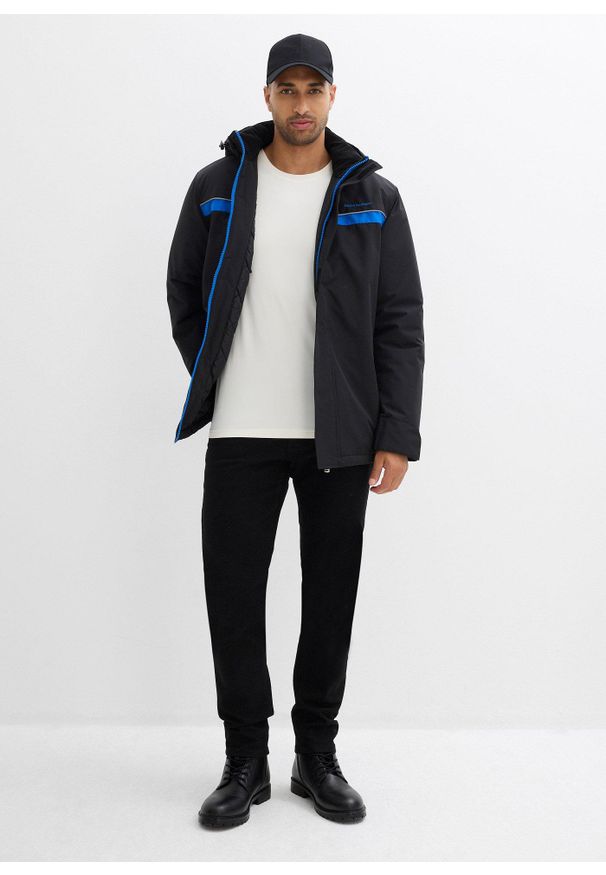 bonprix - Wodoodporna kurtka funkcjonalna z odpinanym kapturem. Kolor: czarny. Sezon: zima. Styl: sportowy