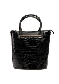 Inna - Torebka damska Monnari shopper wysoka lakierowana w łuski czarna BAG3080. Kolor: czarny. Materiał: lakierowane. Styl: elegancki #1