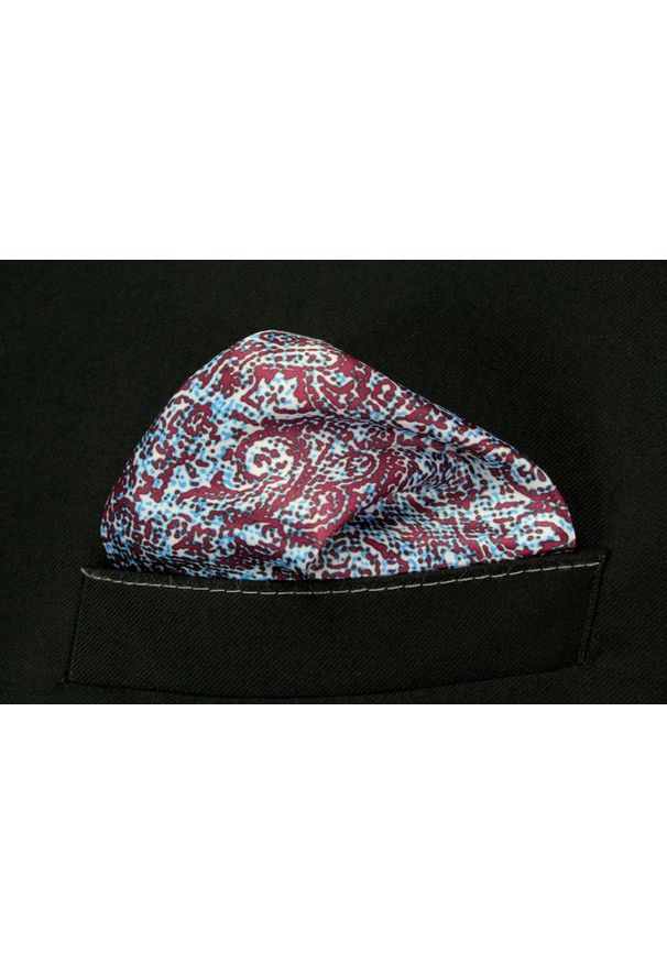 Alties - Poszetka Męska ALTIES, Bordowo-Niebieska Wzór Geometryczny, Męska, Elegancka. Kolor: niebieski, czerwony, wielokolorowy. Materiał: poliester. Wzór: geometria