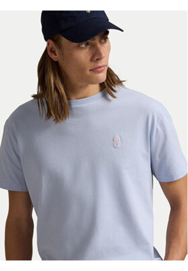 Polo Ralph Lauren T-Shirt 710671438418 Błękitny Slim Fit. Typ kołnierza: polo. Kolor: niebieski. Materiał: bawełna