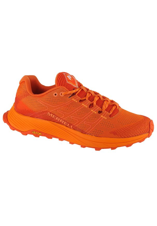 Buty do biegania męskie, Merrell Moab Flight. Kolor: pomarańczowy, wielokolorowy. Materiał: guma, syntetyk, tkanina, materiał. Sport: bieganie