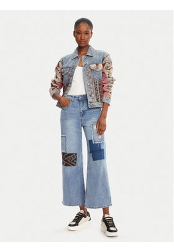 Desigual Kurtka jeansowa Boho 25WWED10 Kolorowy Regular Fit. Materiał: bawełna. Wzór: kolorowy. Styl: boho