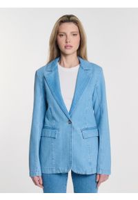 Big-Star - Marynarka damska jeansowa niebieska Lia 204. Okazja: na co dzień. Kolor: niebieski. Materiał: jeans. Styl: klasyczny, elegancki, casual #7
