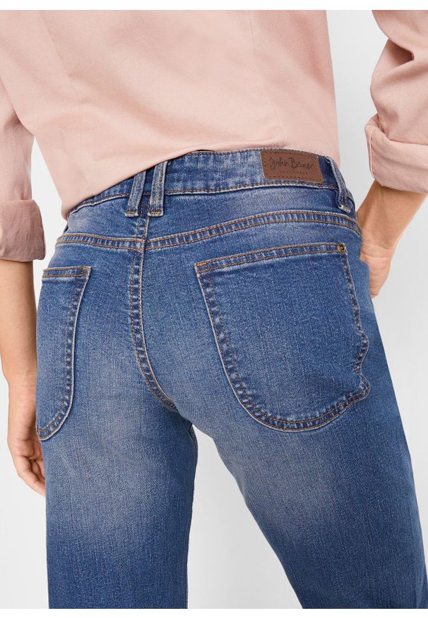 bonprix - Dżinsy Straight, mid waist, ze stretchem. Kolor: niebieski
