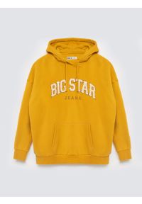 Big-Star - Bluza damska z kapturem z logo BIG STAR żółta Rubialsa 203. Okazja: na uczelnię, na spacer. Typ kołnierza: kaptur. Kolor: złoty. Materiał: dzianina, jeans. Wzór: aplikacja. Styl: klasyczny, elegancki #4