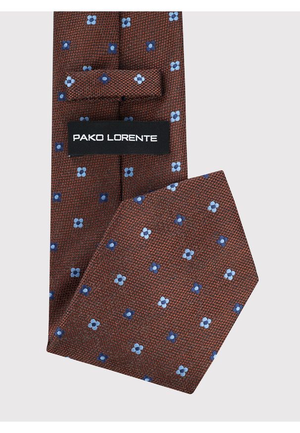 Pako Lorente - PAKO LORENTE – Brązowy krawat we wzór. Kolor: brązowy. Materiał: poliester. Wzór: geometria